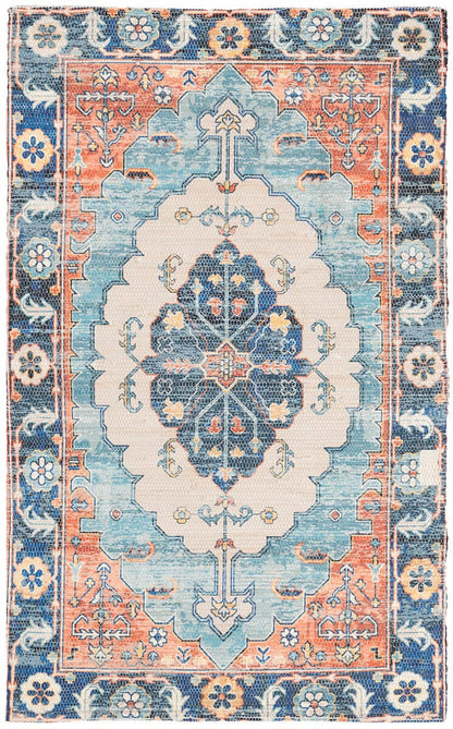 Safavieh Saffron Sfn585A Blue / Coral Area Rug