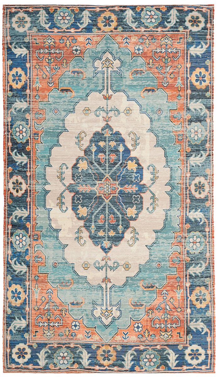 Safavieh Saffron Sfn585A Blue / Coral Area Rug