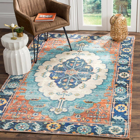 Safavieh Saffron Sfn585A Blue/Coral Rug.