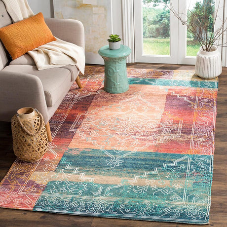 Safavieh Saffron Sfn592A Coral/Aqua Rug.