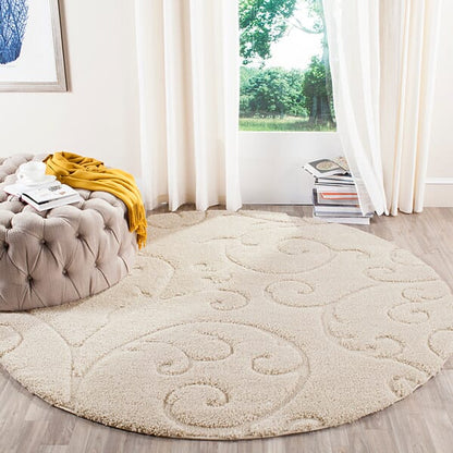 Safavieh Florida Shag Sg455-1111 Creme / Creme Shag Area Rug