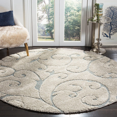 Safavieh Shag Sg455-1155 Cream / Dark Blue Rugs.