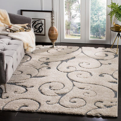 Safavieh Shag Sg455-1160 Cream / Light Blue Shag Area Rug