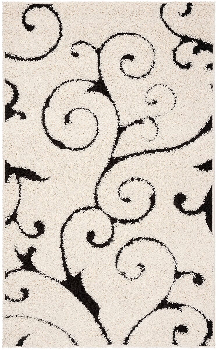 Safavieh Shag Sg455-1290 Ivory / Black Shag Area Rug