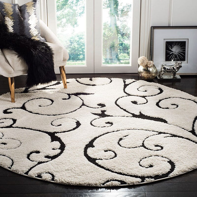 Safavieh Shag Sg455-1290 Ivory / Black Rugs.