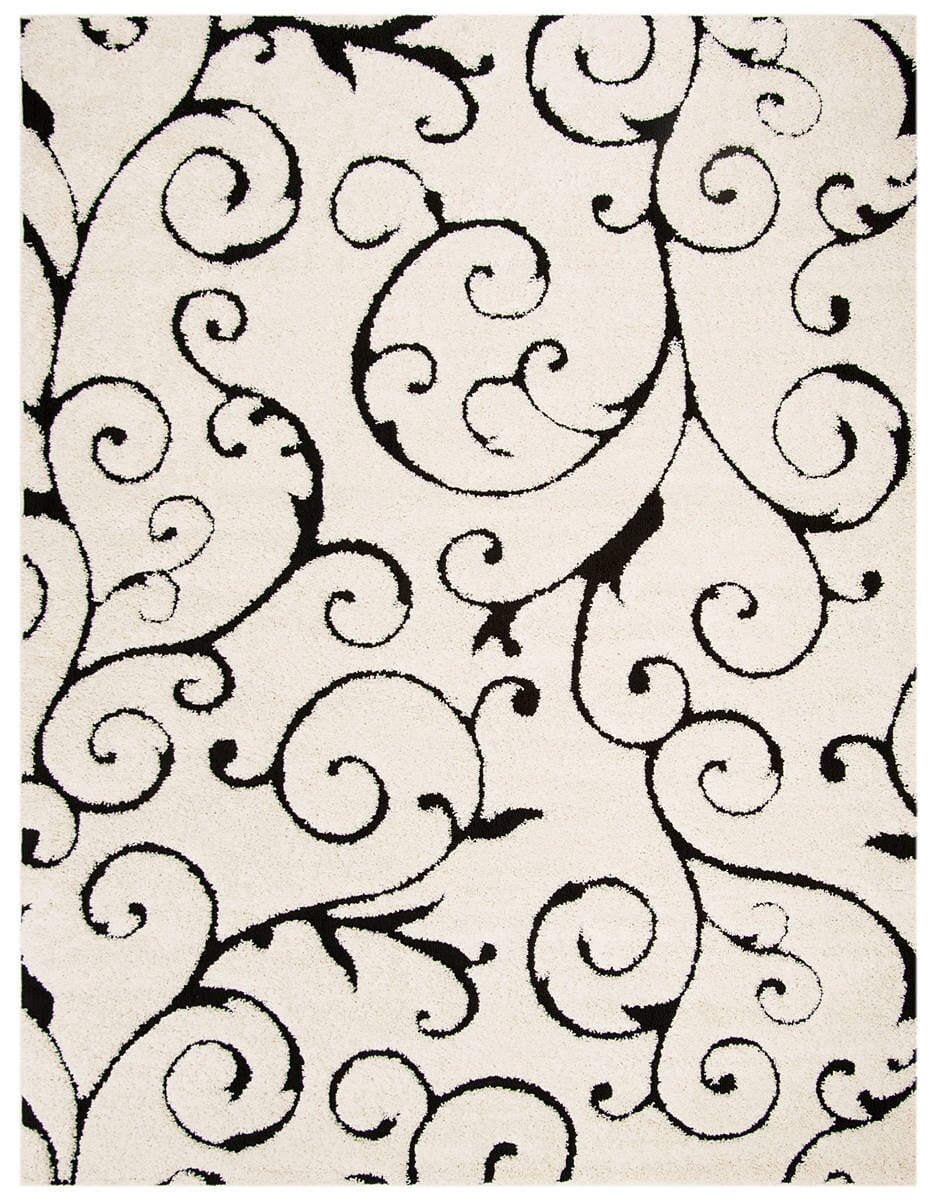 Safavieh Shag Sg455-1290 Ivory / Black Rugs.