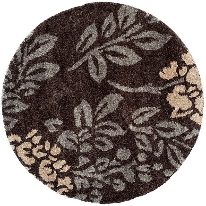 Safavieh Florida Shag Sg456-2880 Dark Brown / Grey Floral / Country Area Rug