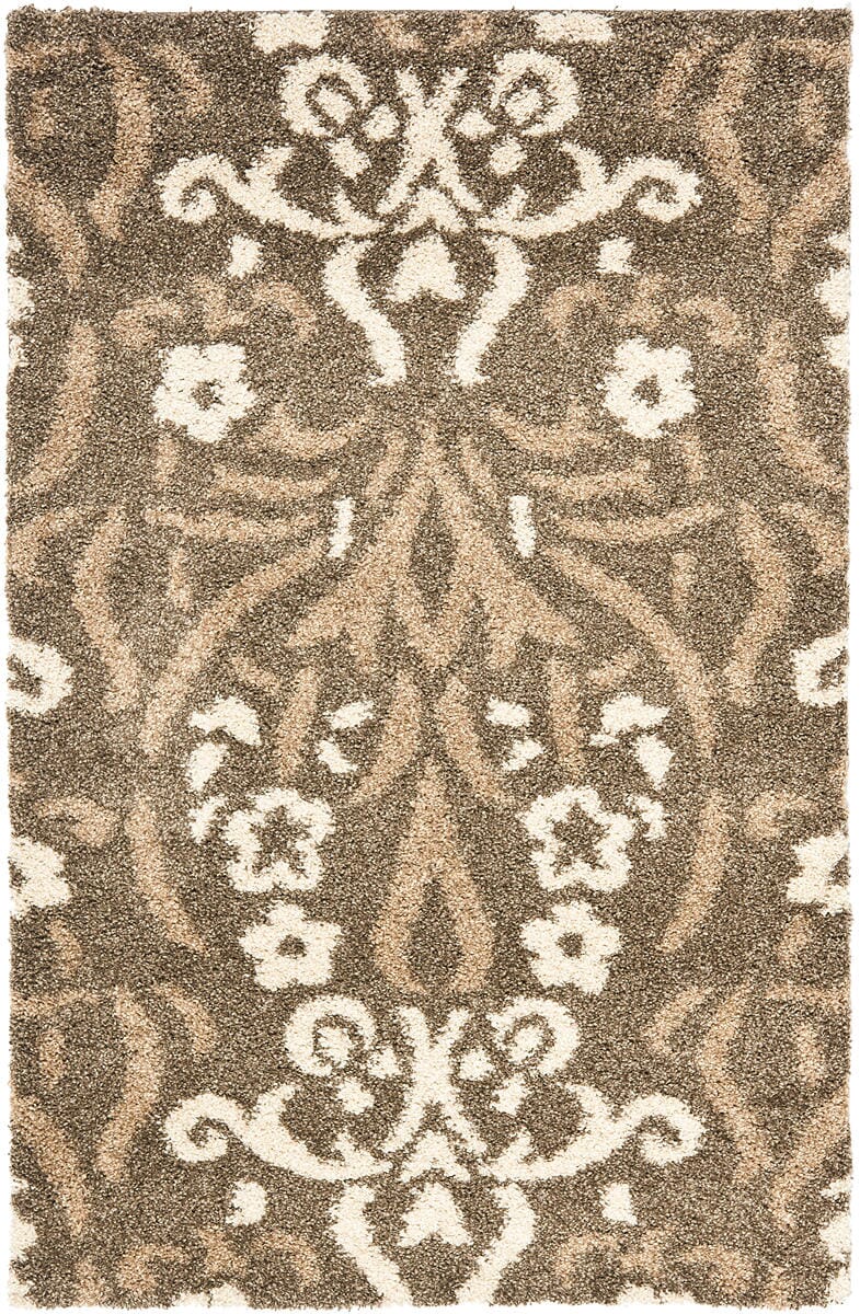 Safavieh Florida Shag Sg457-7913 Smoke / Beige Damask Area Rug