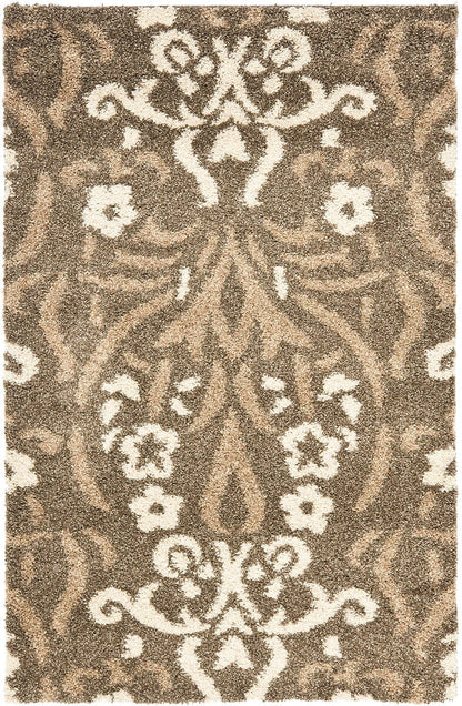 Safavieh Florida Shag Sg457-7913 Smoke / Beige Damask Area Rug