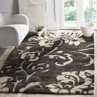 Safavieh Florida Shag Sg458-2879 Dark Brown / Smoke Floral / Country Area Rug