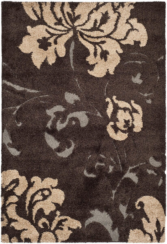 Safavieh Florida Shag Sg458-2879 Dark Brown / Smoke Floral / Country Area Rug