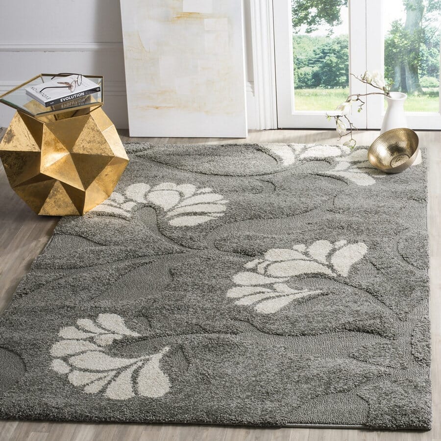 Safavieh Florida Shag Sg459-8013 Grey / Beige Floral / Country Area Rug