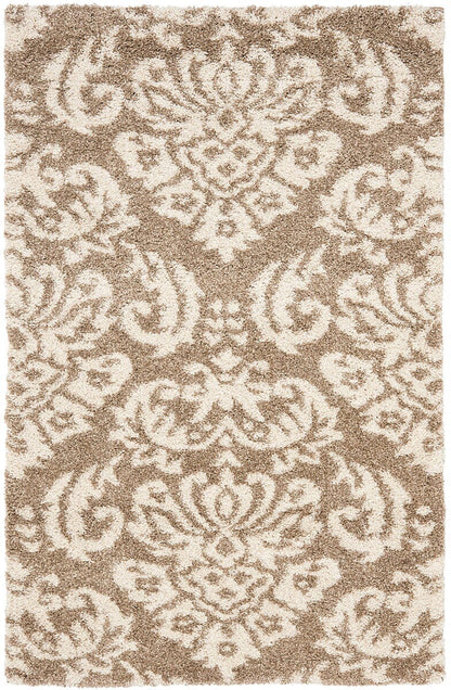 Safavieh Florida Shag Sg460-1311 Beige / Cream Damask Area Rug