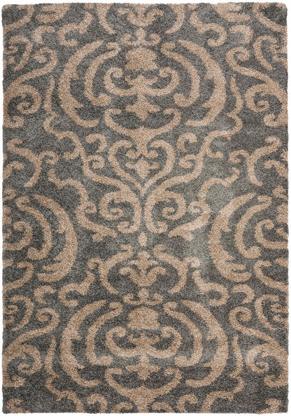 Safavieh Florida Shag Sg462-8013 Grey / Beige Damask Area Rug