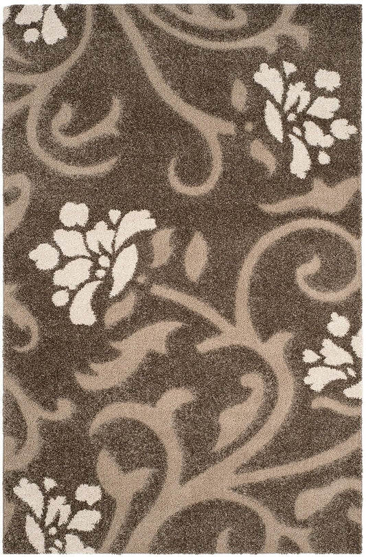 Safavieh Florida Shag Sg464-7913 Smoke / Beige Floral / Country Area Rug