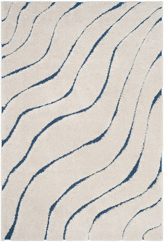 Safavieh Shag Sg472-1165 Cream / Blue Geometric Area Rug