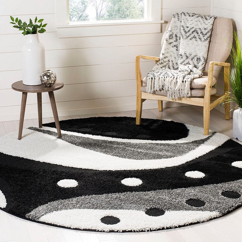 Safavieh Shag Sg473-9012 Black / Ivory Geometric Area Rug