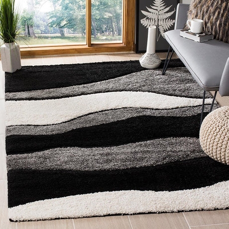 Safavieh Shag Sg475-8090 Grey / Black Rugs.