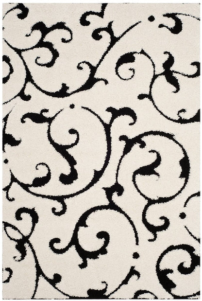 Safavieh Shag Sg476-1290 Ivory / Black Shag Area Rug