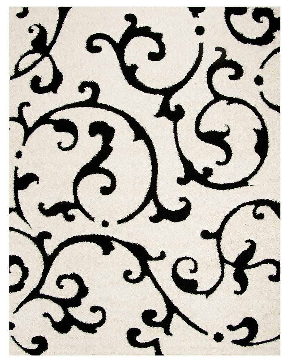 Safavieh Shag Sg476-1290 Ivory / Black Shag Area Rug