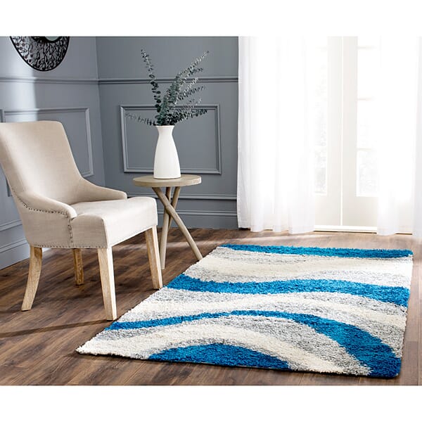 Safavieh Shag Sg913-6580 Blue / Grey Geometric Area Rug