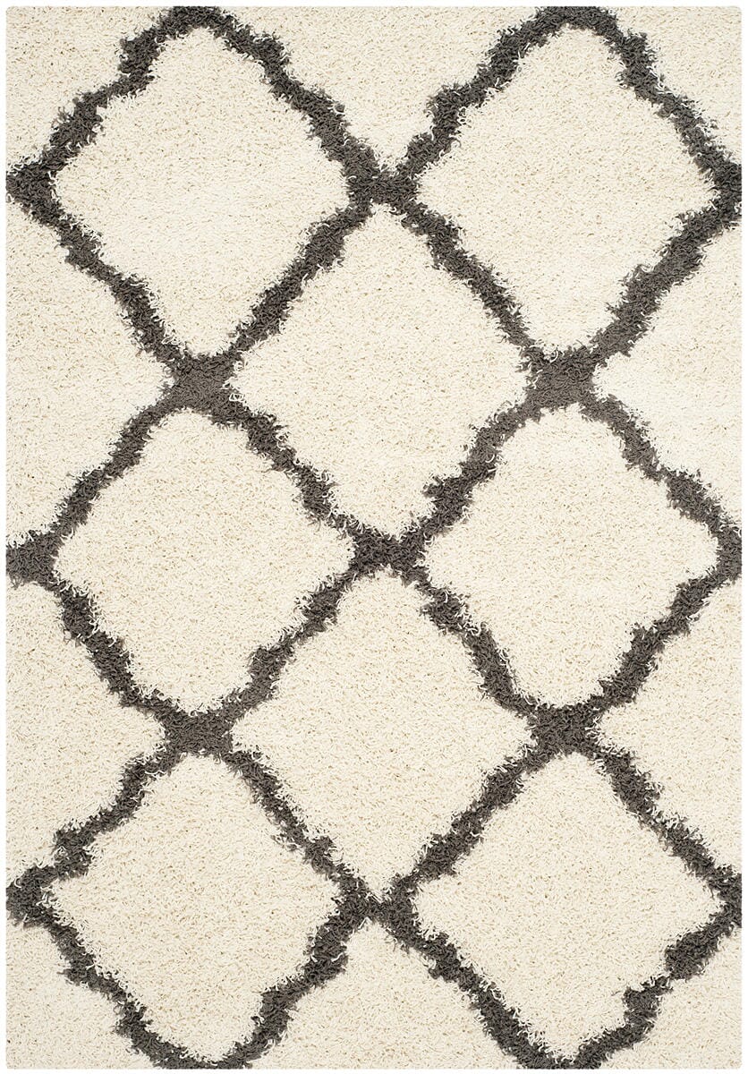 Safavieh Dallas Shag Sgd257H Ivory / Dark Grey Geometric Area Rug