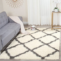 Safavieh Dallas Shag Sgd257H Ivory / Dark Grey Geometric Area Rug