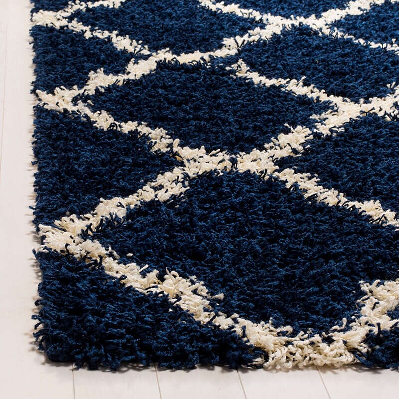 Safavieh Dallas Shag Sgd257N Navy / Ivory Shag Area Rug