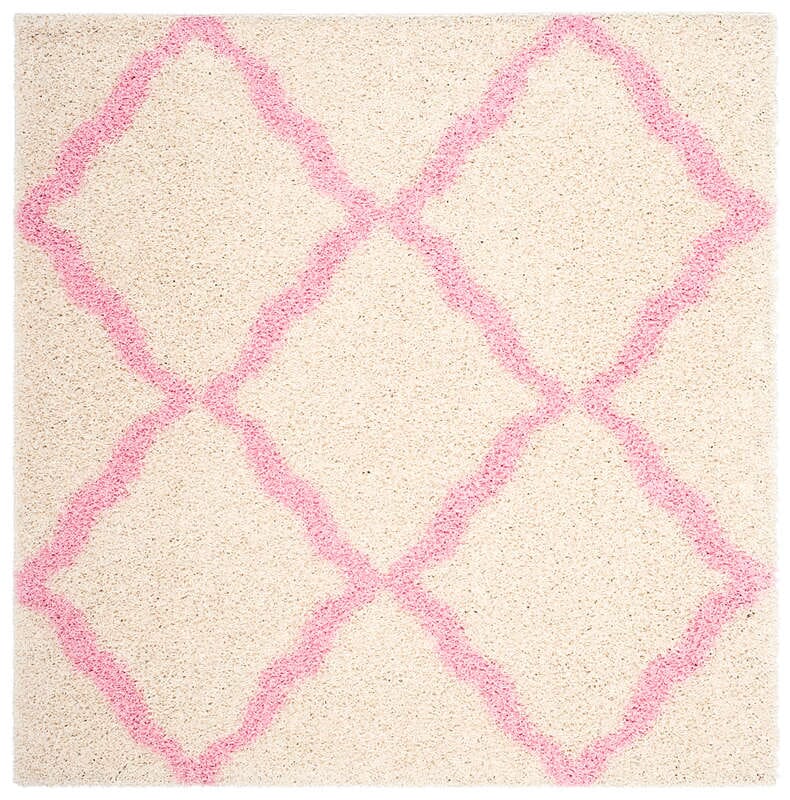 Safavieh Dallas Shag Sgd257P Ivory / Light Pink Geometric Area Rug