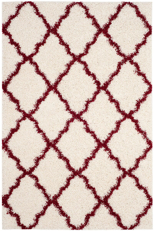 Safavieh Dallas Shag Sgd257R Ivory / Red Geometric Area Rug