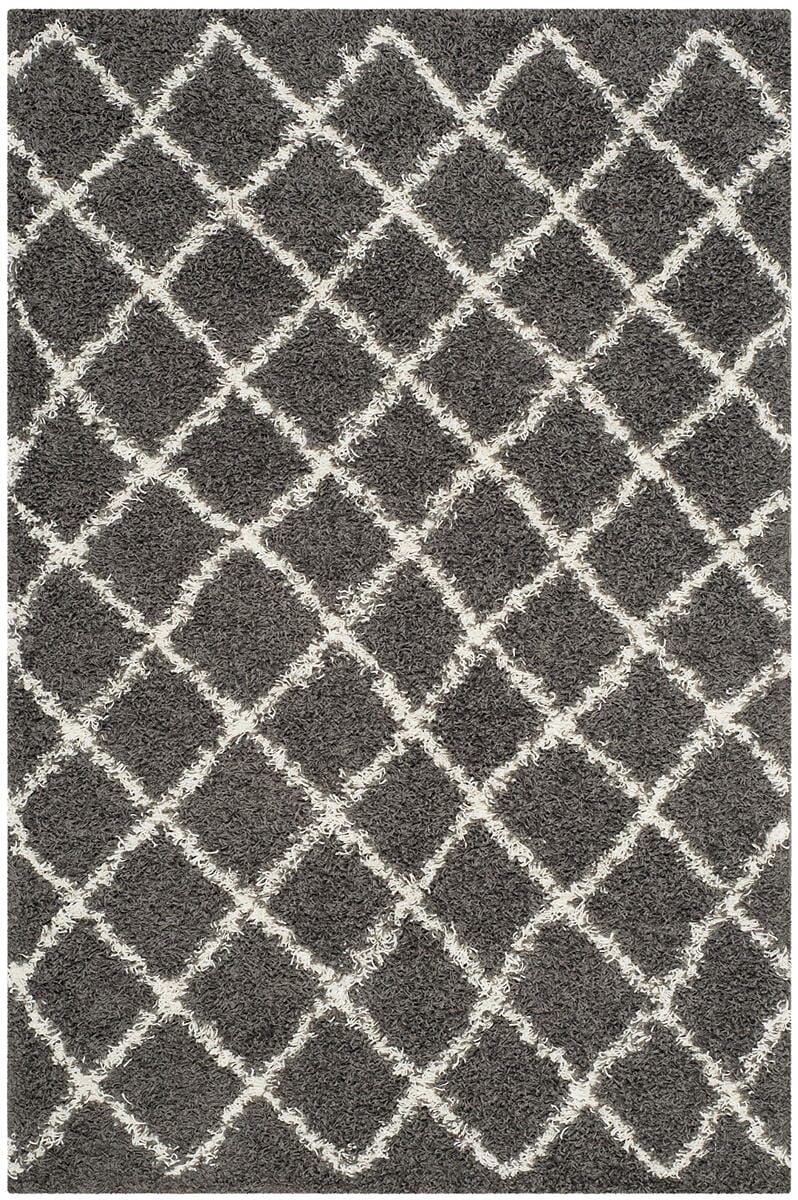 Safavieh Dallas Shag Sgd258A Dark Grey / Ivory Geometric Area Rug