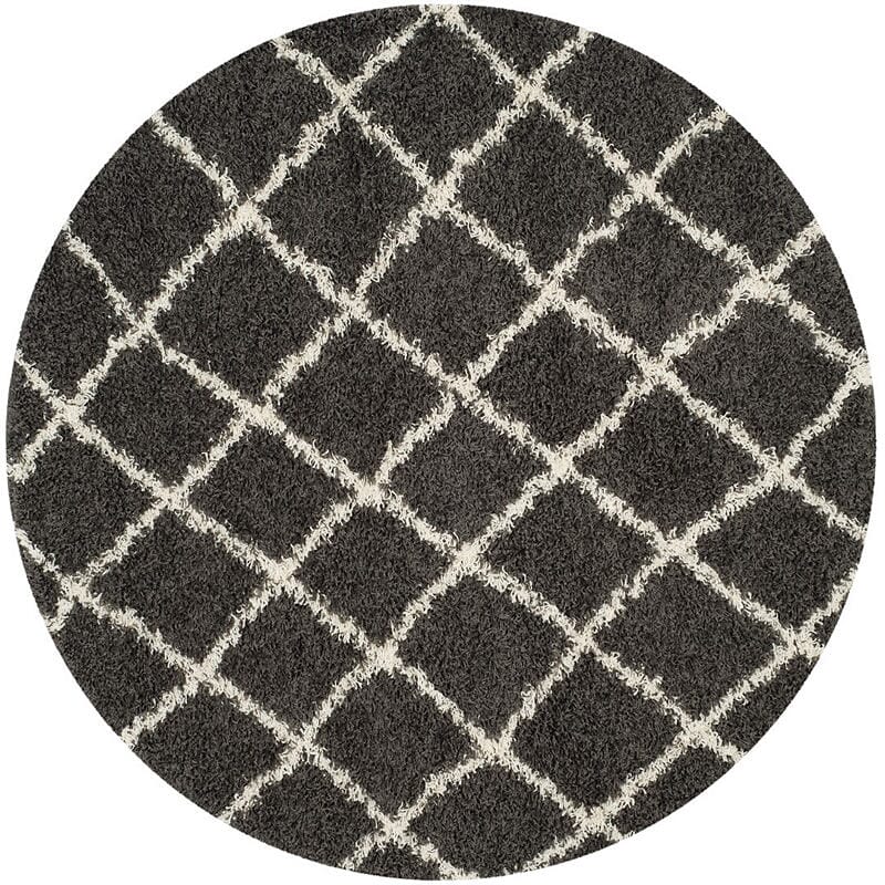 Safavieh Dallas Shag Sgd258A Dark Grey / Ivory Geometric Area Rug