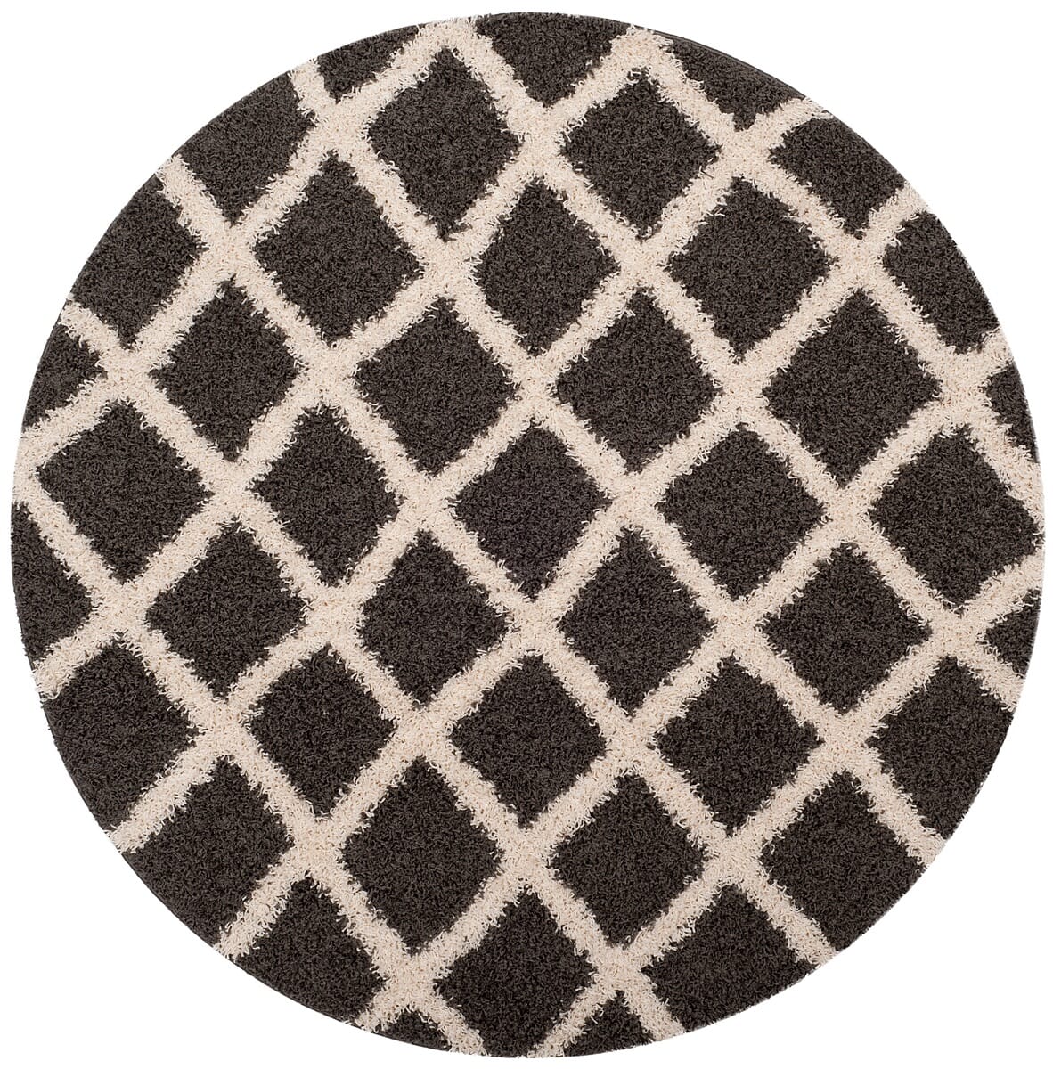 Safavieh Dallas Shag Sgds258A Dark Grey / Ivory Shag Area Rug