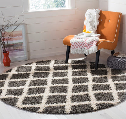 Safavieh Dallas Shag Sgds258A Dark Grey / Ivory Shag Area Rug