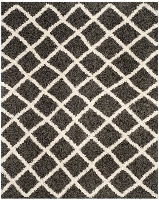 Safavieh Dallas Shag Sgds258A Dark Grey / Ivory Shag Area Rug