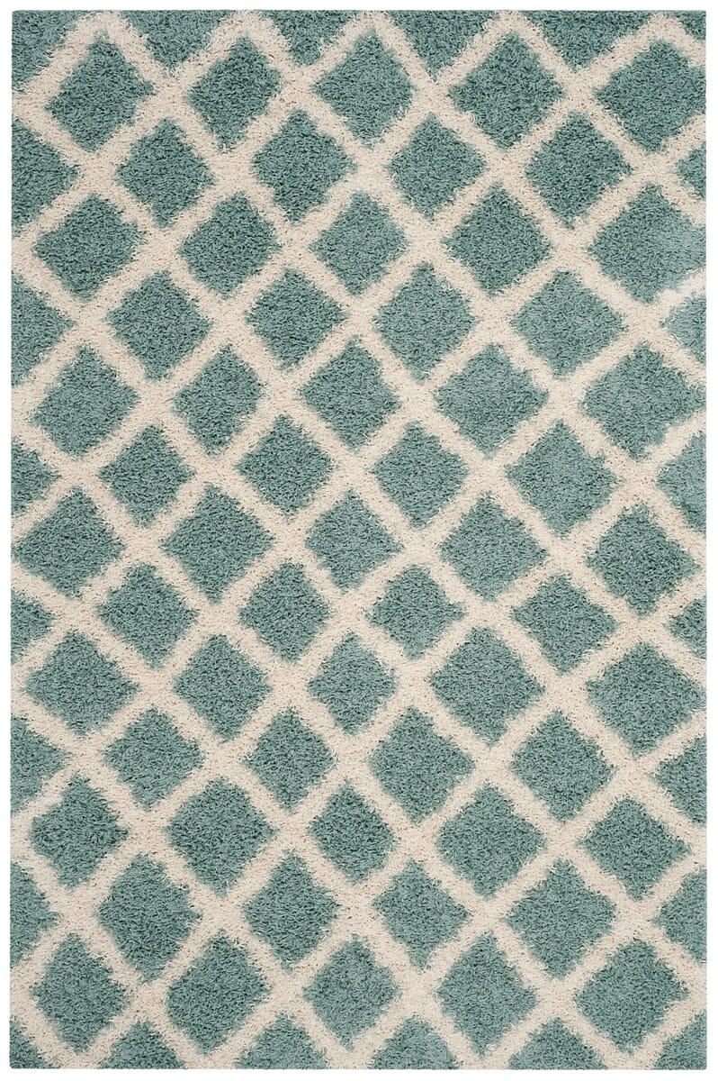 Safavieh Dallas Shag Sgds258C Seafoam / Ivory Shag Area Rug