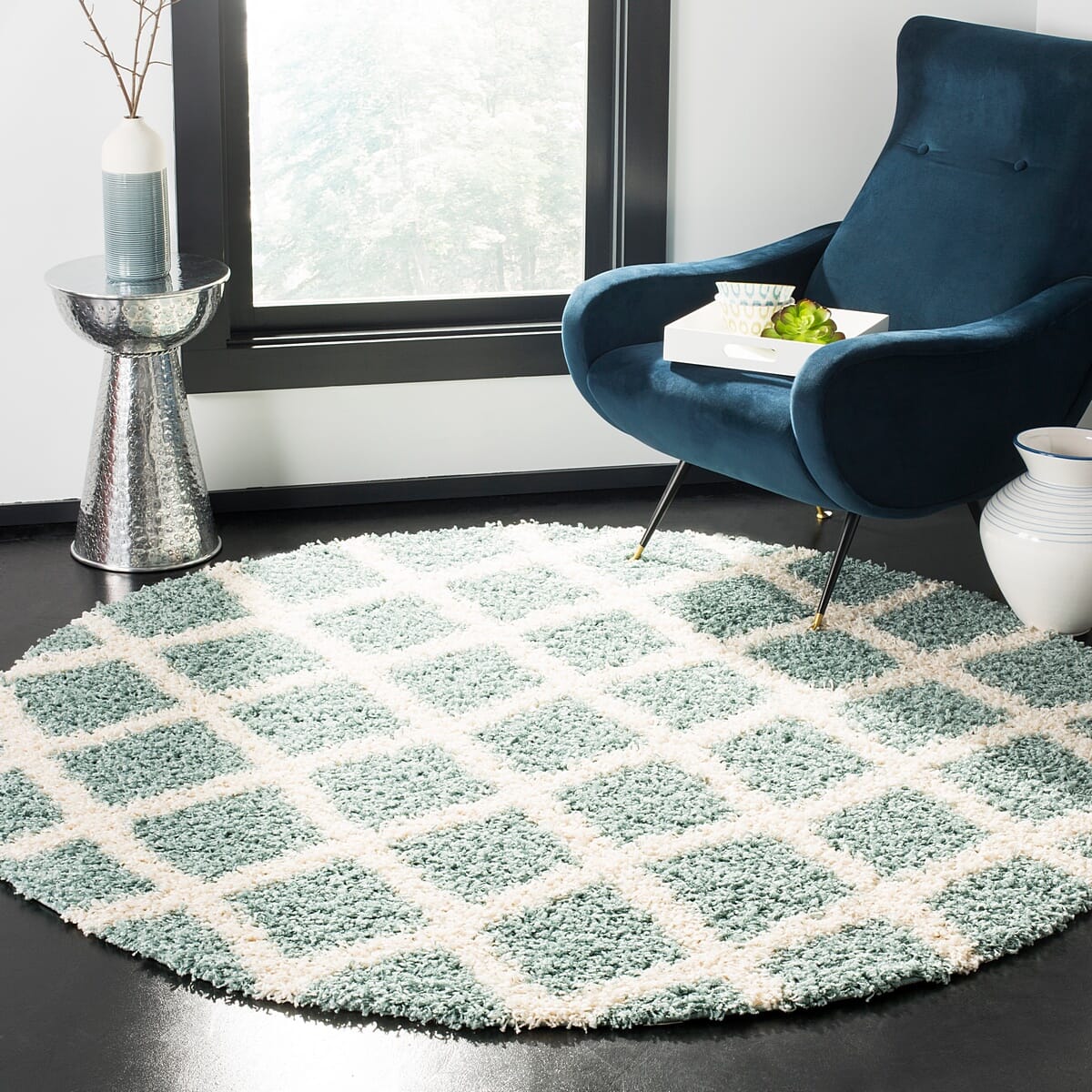 Safavieh Dallas Shag Sgds258C Seafoam / Ivory Shag Area Rug