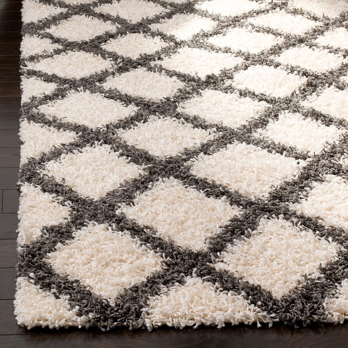 Safavieh Dallas Shag Sgds258H Ivory / Grey Shag Area Rug