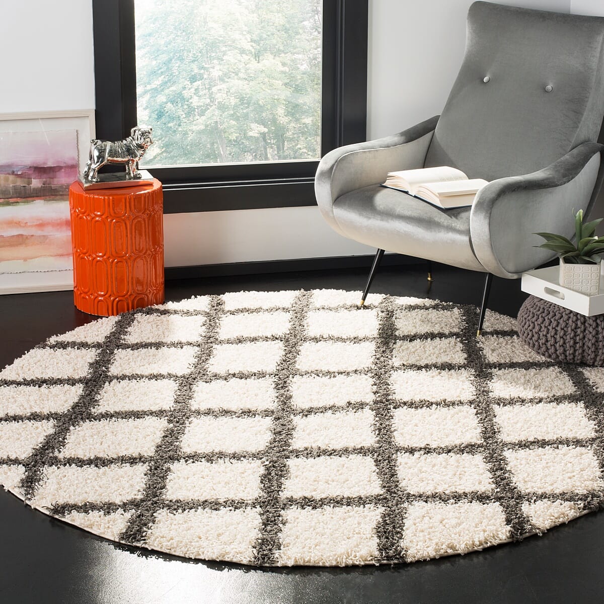 Safavieh Dallas Shag Sgds258H Ivory / Grey Shag Area Rug