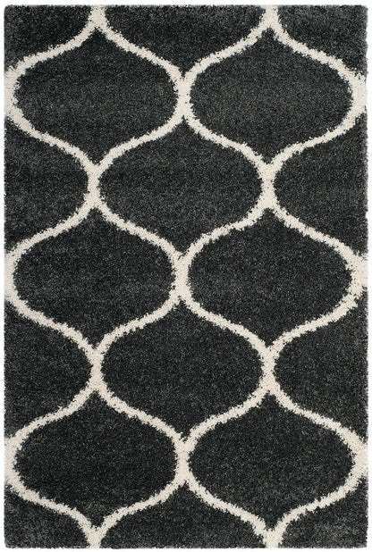 Safavieh Hudson Shag Sgh280G Dark Grey / Ivory Geometric Area Rug