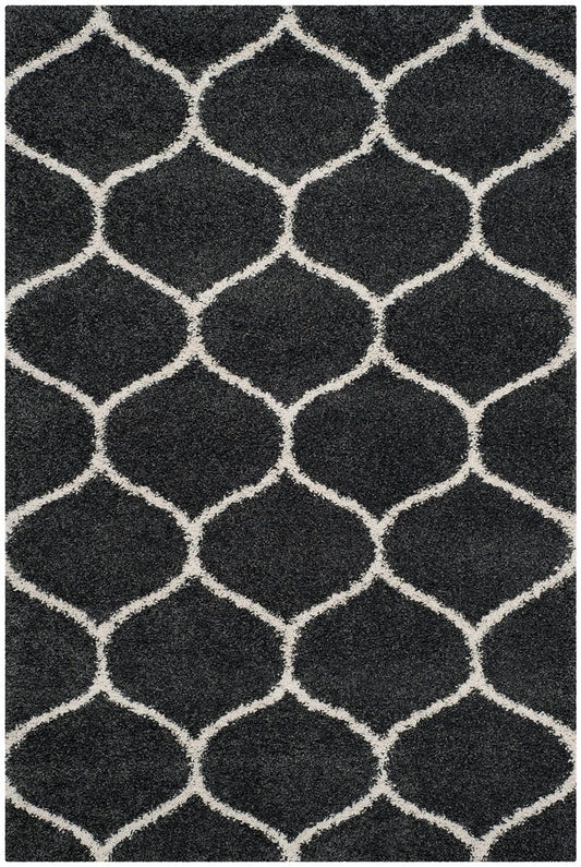 Safavieh Hudson Shag Sgh280G Dark Grey / Ivory Geometric Area Rug