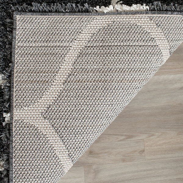 Safavieh Hudson Shag Sgh280G Dark Grey / Ivory Geometric Area Rug