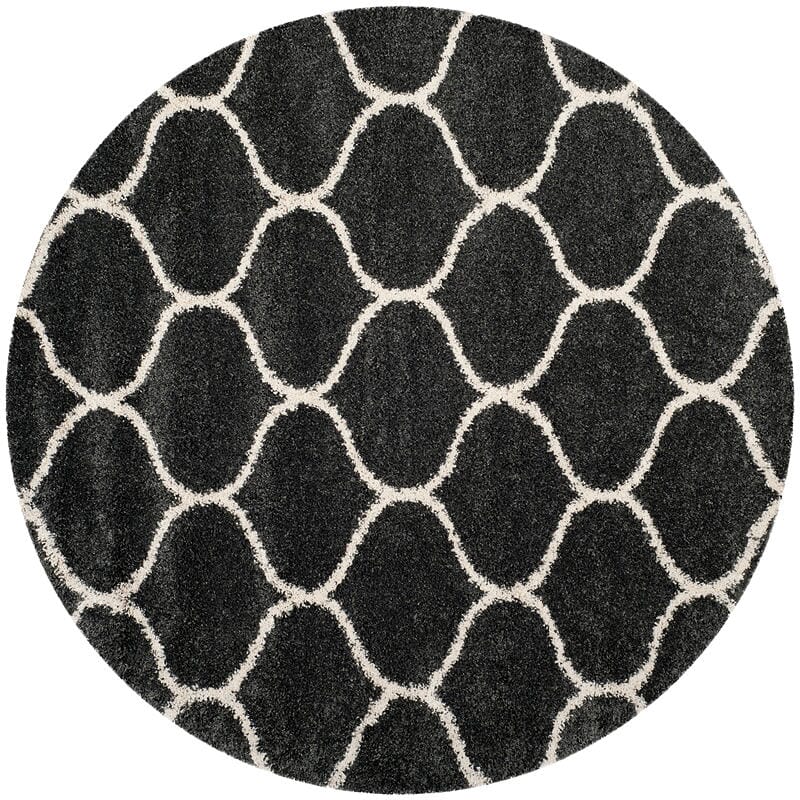 Safavieh Hudson Shag Sgh280G Dark Grey / Ivory Geometric Area Rug