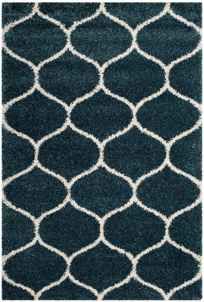 Safavieh Hudson Shag Sgh280L Slate Blue / Ivory Geometric Area Rug