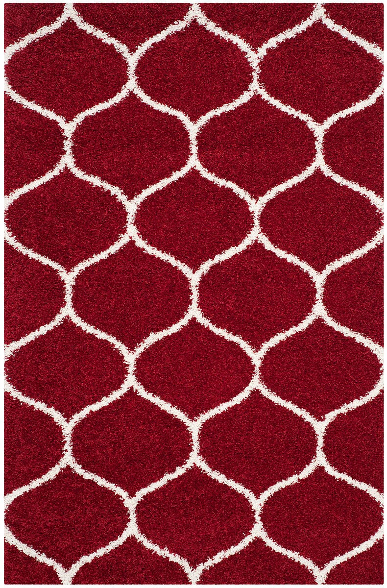 Safavieh Hudson Shag Sgh280R Red / Ivory Geometric Area Rug