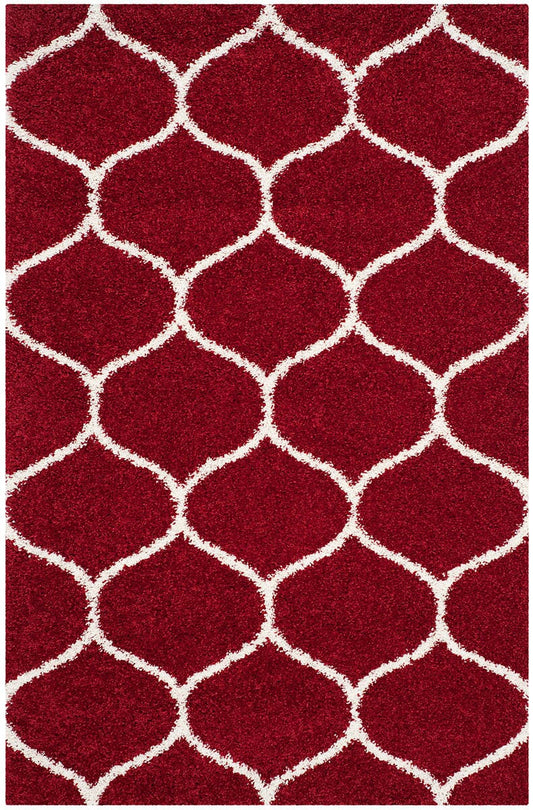 Safavieh Hudson Shag Sgh280R Red / Ivory Geometric Area Rug