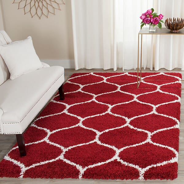 Safavieh Hudson Shag Sgh280R Red / Ivory Geometric Area Rug