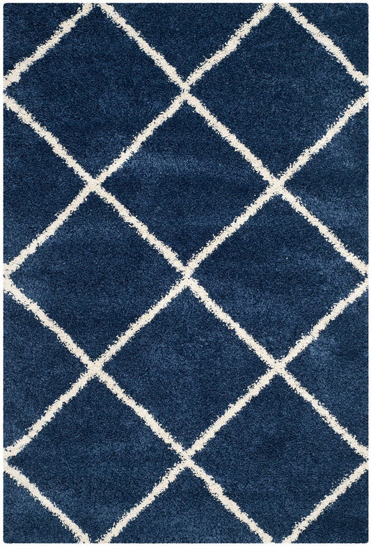 Safavieh Hudson Shag Sgh281C Navy / Ivory Geometric Area Rug