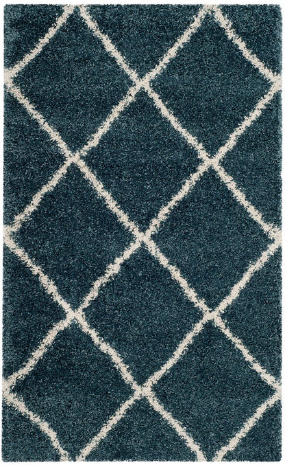 Safavieh Hudson Shag Sgh281L Slate Blue / Ivory Geometric Area Rug