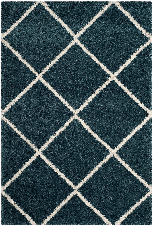 Safavieh Hudson Shag Sgh281L Slate Blue / Ivory Geometric Area Rug